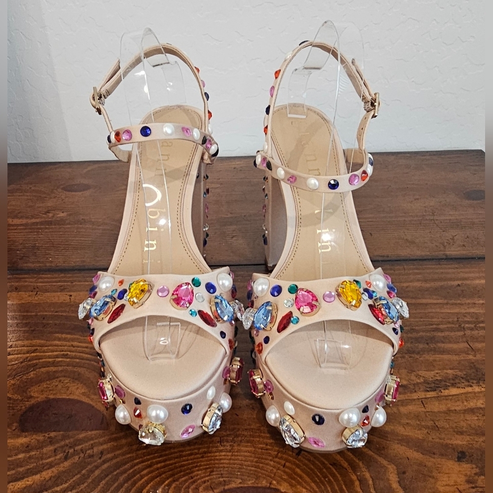 Gianni Bini Multicolor Embellished Statement Heels Formal/Fun Size 10 NWOB - Picture 2 of 9